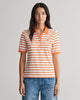 PUMPKIN ORANGE, SLIM STRIPED SHIELD SS PIQUE POLO, FRONT-VIEW BY GANT AU.