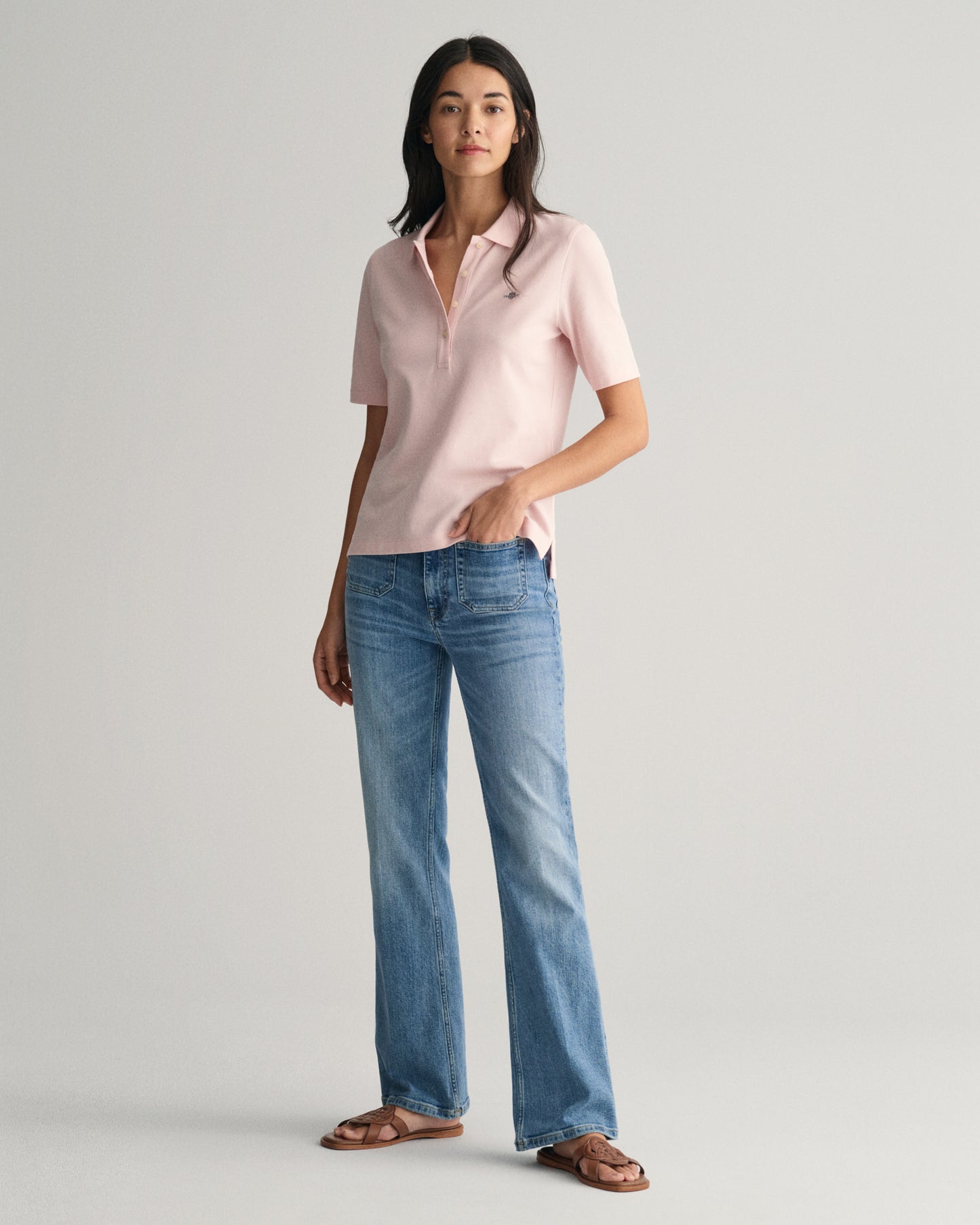 FADED PINK, SLIM SHIELD SS PIQUE POLO BY GANT AU.