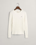 EGGSHELL, STRETCH COTTON CABLE C-NECK, FLAT-LAY BY GANT AU.