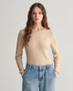 DRY SAND, STRETCH COTTON CABLE C-NECK, FRONT-VIEW BY GANT AU.