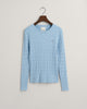 DOVE BLUE, STRETCH COTTON CABLE C-NECK, FLAT-LAY BY GANT AU.