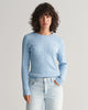 DOVE BLUE, STRETCH COTTON CABLE C-NECK, FRONT-VIEW BY GANT AU.