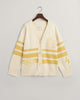 CREAM, GANT VARSITY V-NECK CARDIGAN, FLAT-LAY BY GANT AU.