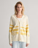 CREAM, GANT VARSITY V-NECK CARDIGAN, FRONT-VIEW BY GANT AU.