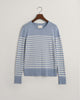 DOVE BLUE, FINE KNIT STRIPED C-NECK, FLAT-LAY BY GANT AU.