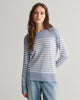 DOVE BLUE, FINE KNIT STRIPED C-NECK, FRONT-VIEW BY GANT AU.