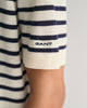 CREAM, FINE KNIT STRIPED SS RUGGER, CLOSE-UP BY GANT AU.