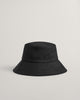 BLACK, LINEN BUCKET HAT, FRONT-VIEW BY GANT AU.