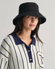 BLACK, LINEN BUCKET HAT BY GANT AU.