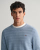 DOVE BLUE, STRIPE TEXTURED COTTON  C-NECK, CLOSE-UP BY GANT AU.