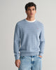 DOVE BLUE, STRIPE TEXTURED COTTON  C-NECK, FRONT-VIEW BY GANT AU.