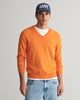 SWEET ORANGE, CLASSIC COTTON V-NECK, FRONT-VIEW BY GANT AU.