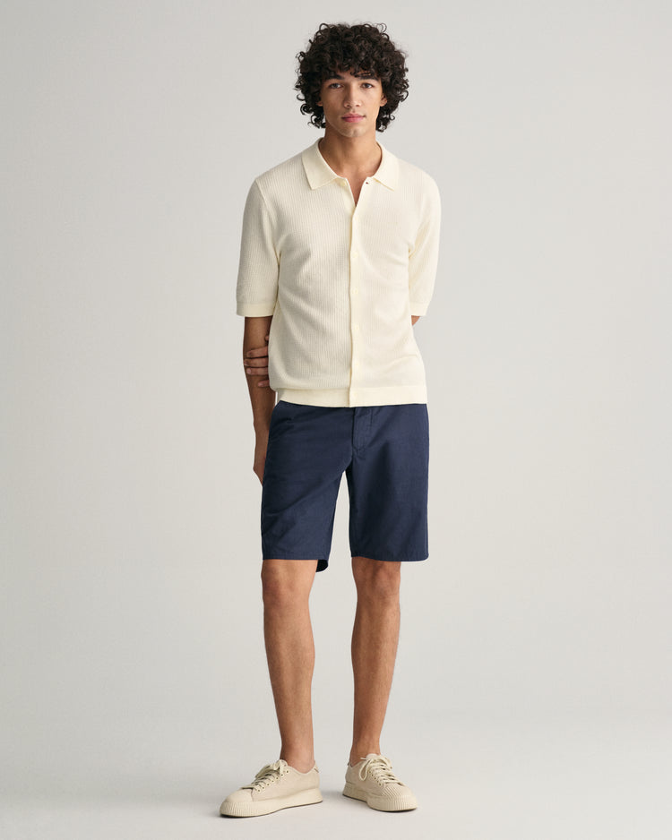 CREAM, TEXTURED COTTON SS SHIRT BY GANT AU.