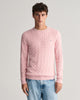 BLUSHING PINK, COTTON CABLE C-NECK, FRONT-VIEW BY GANT AU.