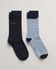 DOVE BLUE, DOT AND SOLID SOCKS 2-PACK BY GANT AU.