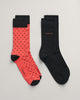 SUNSET PINK, DOT AND SOLID SOCKS 2-PACK BY GANT AU.