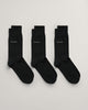 BLACK, MERCERIZED COTTON SOCKS 3-PACK BY GANT AU.