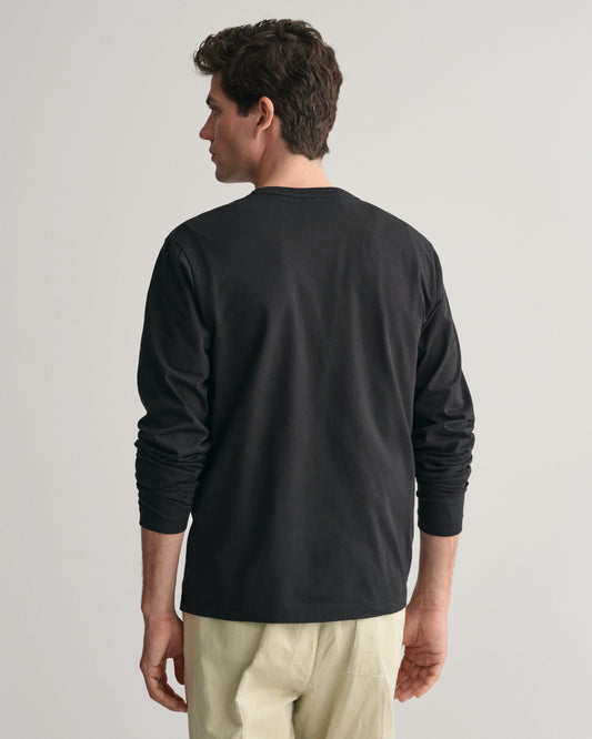 BLACK, REG SHIELD LS T-SHIRT, BACK-VIEW BY GANT AU.