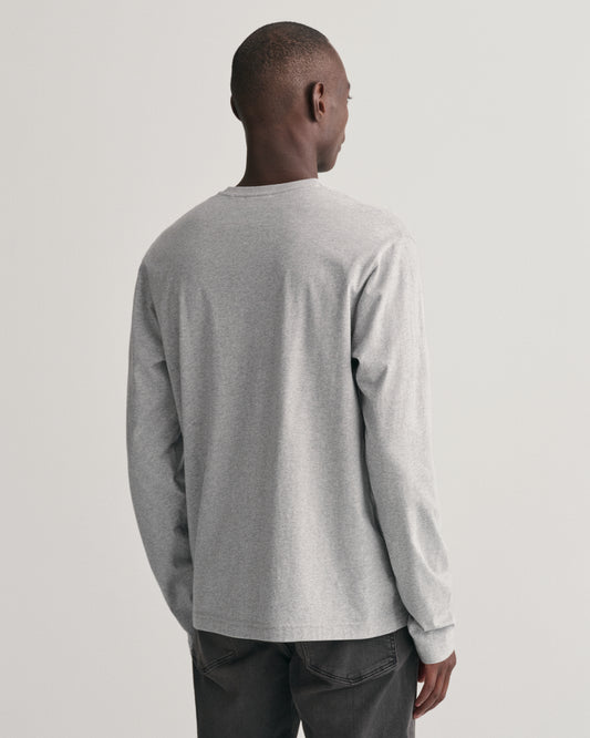 GREY MELANGE, REG SHIELD LS T-SHIRT, BACK-VIEW BY GANT AU.