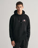 BLACK, REG MEDIUM ARCHIVE SHIELD HOODIE, FRONT-VIEW BY GANT AU.