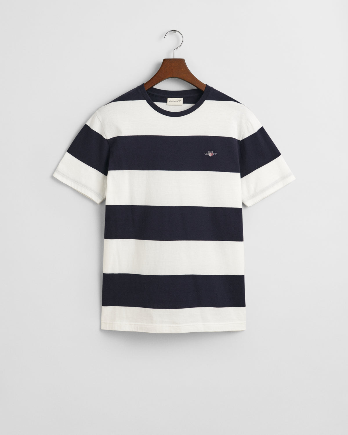 EGGSHELL, BAR STRIPE SS T-SHIRT, FLAT-LAY BY GANT AU.
