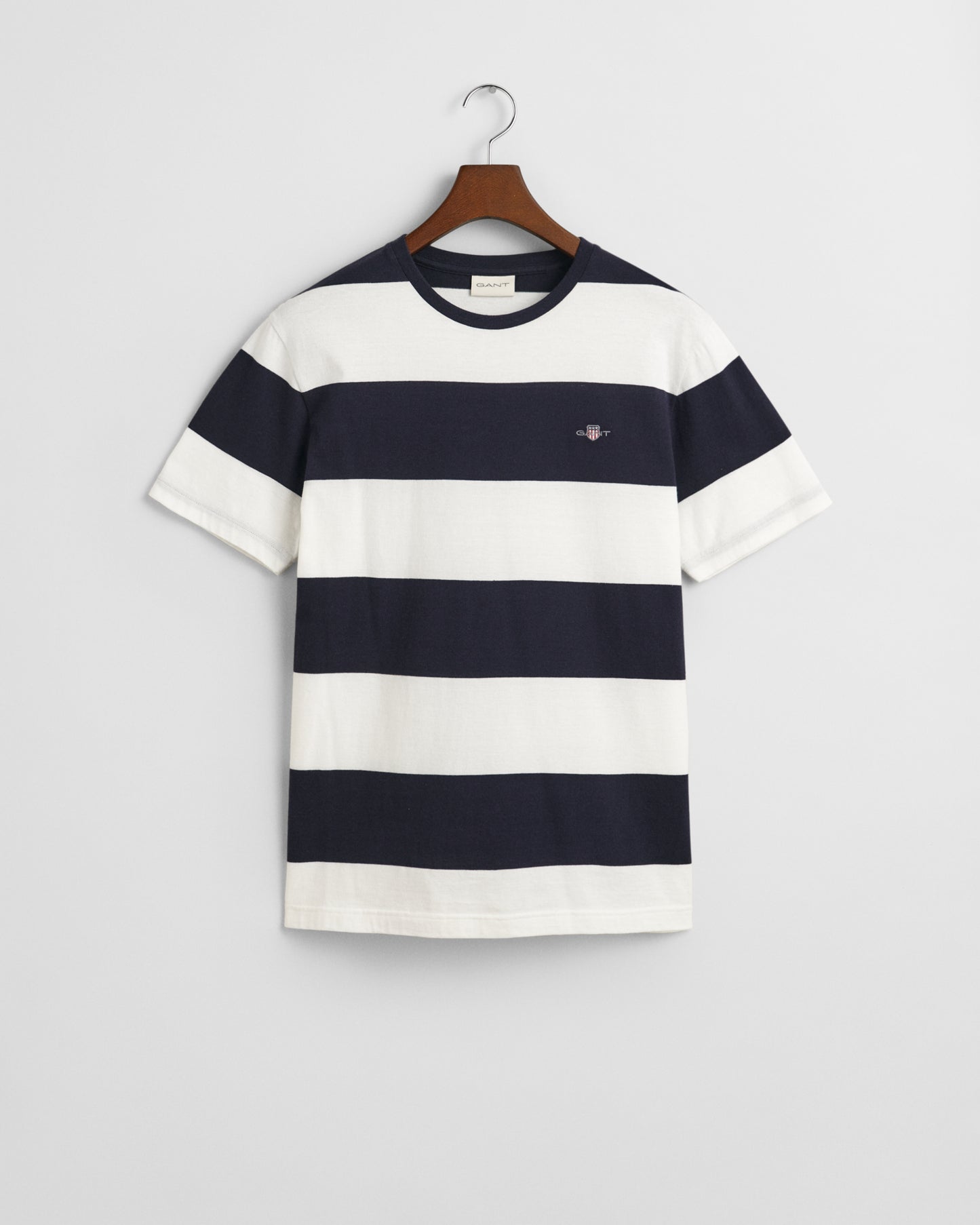 EGGSHELL, BAR STRIPE SS T-SHIRT, FLAT-LAY BY GANT AU.