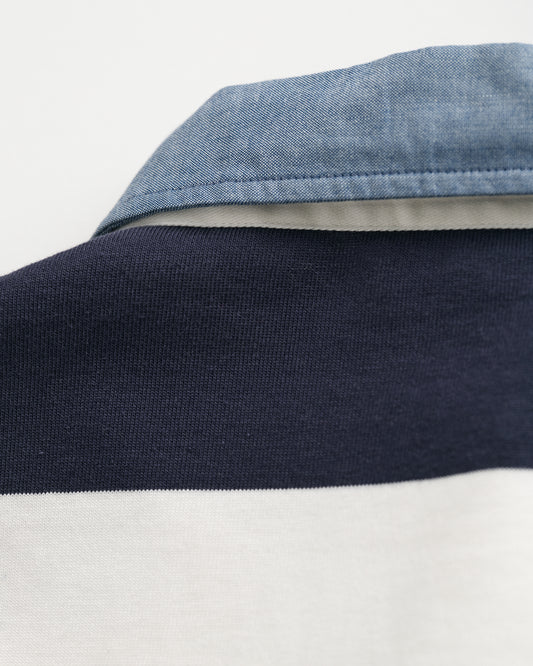 EGGSHELL, REG CHAMBRAY STRIPE HEAVY RUGGER, CLOSE-UP BY GANT AU.