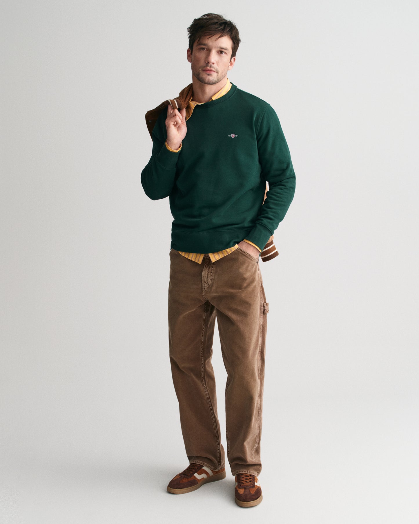 TARTAN GREEN, REG SHIELD C-NECK SWEAT BY GANT AU.