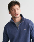 DK JEANSBLUE MELANGE, REG SHIELD HALF ZIP SWEAT, CLOSE-UP BY GANT AU.