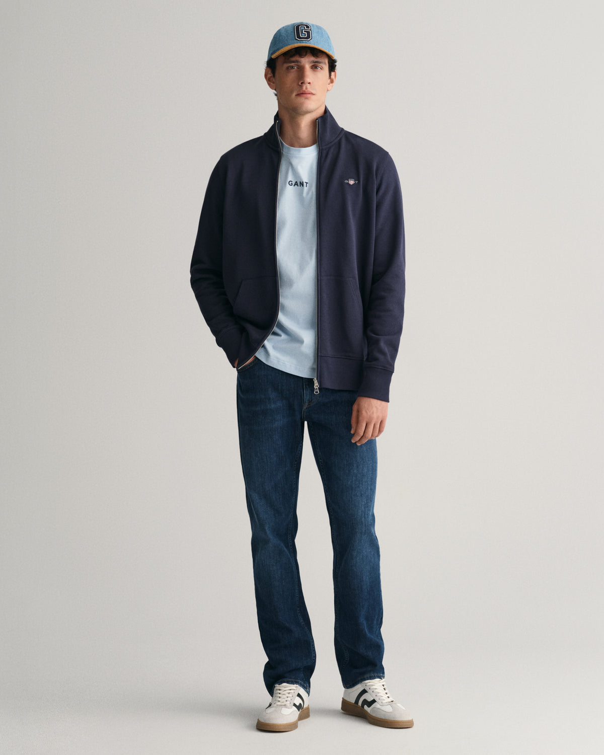EVENING BLUE, REG SHIELD FULL ZIP SWEAT BY GANT AU.