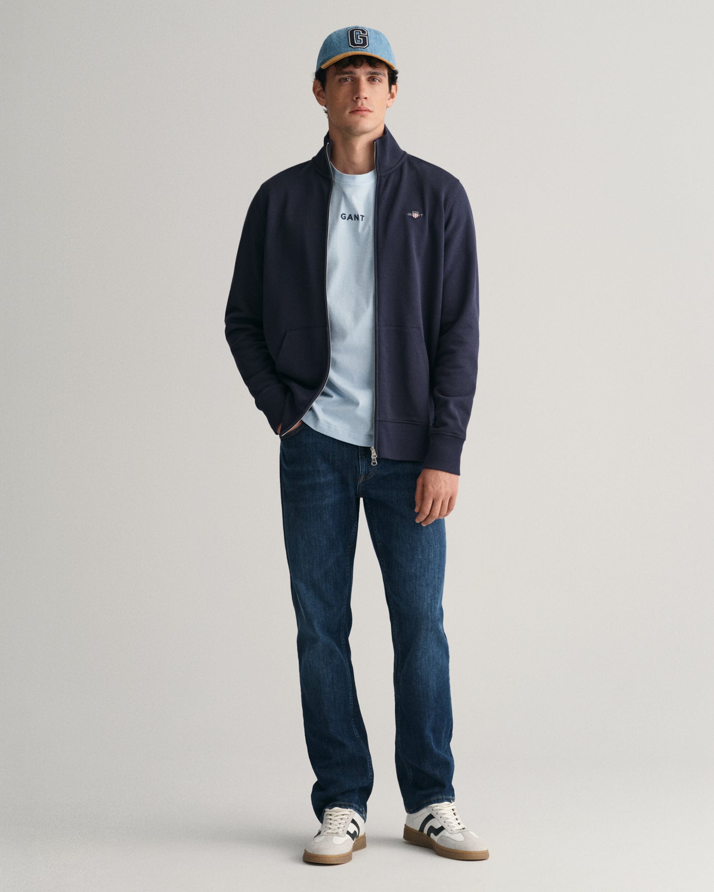 EVENING BLUE, REG SHIELD FULL ZIP SWEAT BY GANT AU.