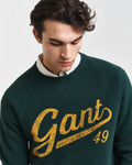 TARTAN GREEN, GRAPHIC C-NECK SWEAT, CLOSE-UP BY GANT AU.