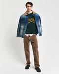 TARTAN GREEN, GRAPHIC C-NECK SWEAT BY GANT AU.