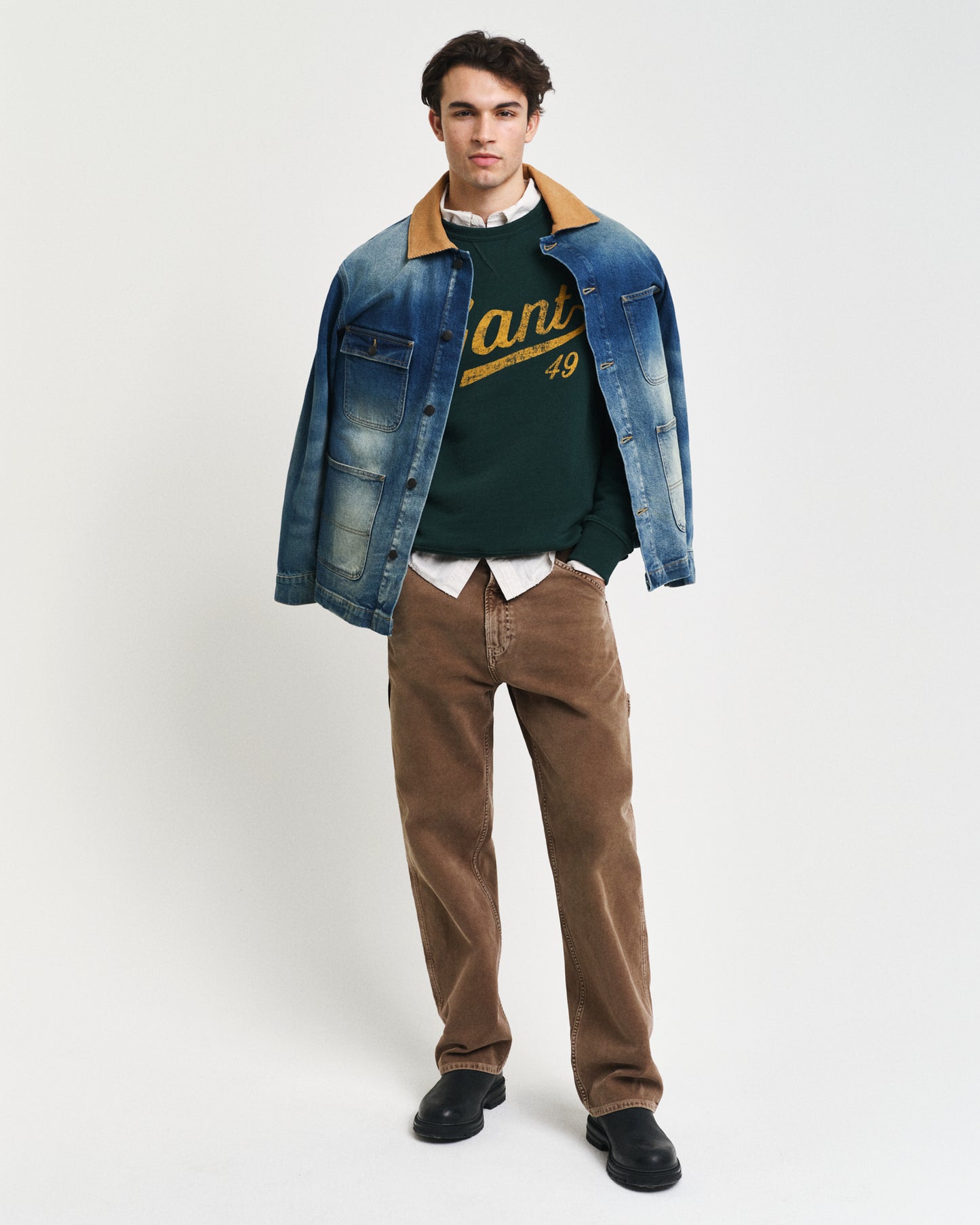 TARTAN GREEN, GRAPHIC C-NECK SWEAT BY GANT AU.