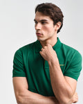 DEEP FOREST GREEN, REG CONTRAST PIQUE SS POLO, CLOSE-UP BY GANT AU.