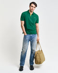 DEEP FOREST GREEN, REG CONTRAST PIQUE SS POLO BY GANT AU.