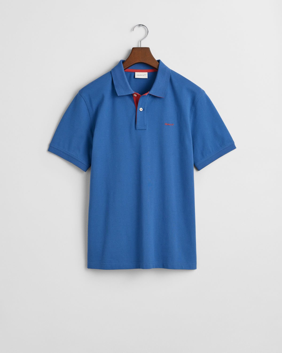 VINTAGE BLUE, REG CONTRAST PIQUE SS POLO, FLAT-LAY BY GANT AU.
