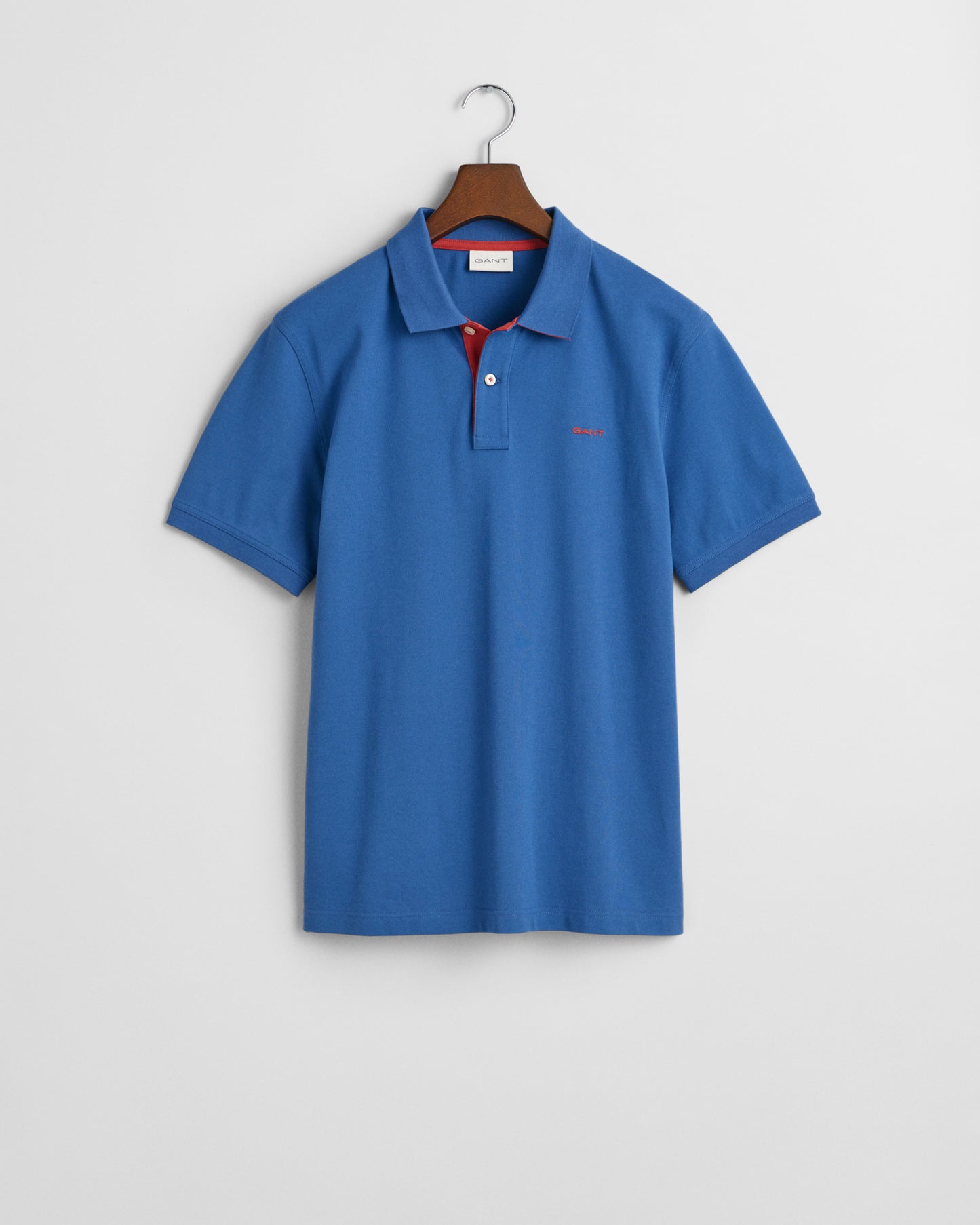 VINTAGE BLUE, REG CONTRAST PIQUE SS POLO, FLAT-LAY BY GANT AU.