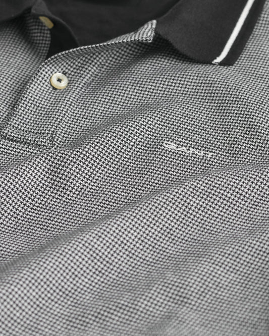 BLACK, MICRO HOUNDSTOOTH POLO, CLOSE-UP BY GANT AU.