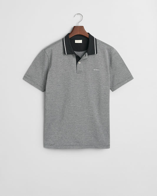 BLACK, MICRO HOUNDSTOOTH POLO BY GANT AU.