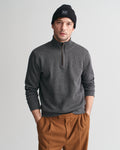 ANTRACIT MELANGE, SACKER RIB HALF ZIP, FRONT-VIEW BY GANT AU.