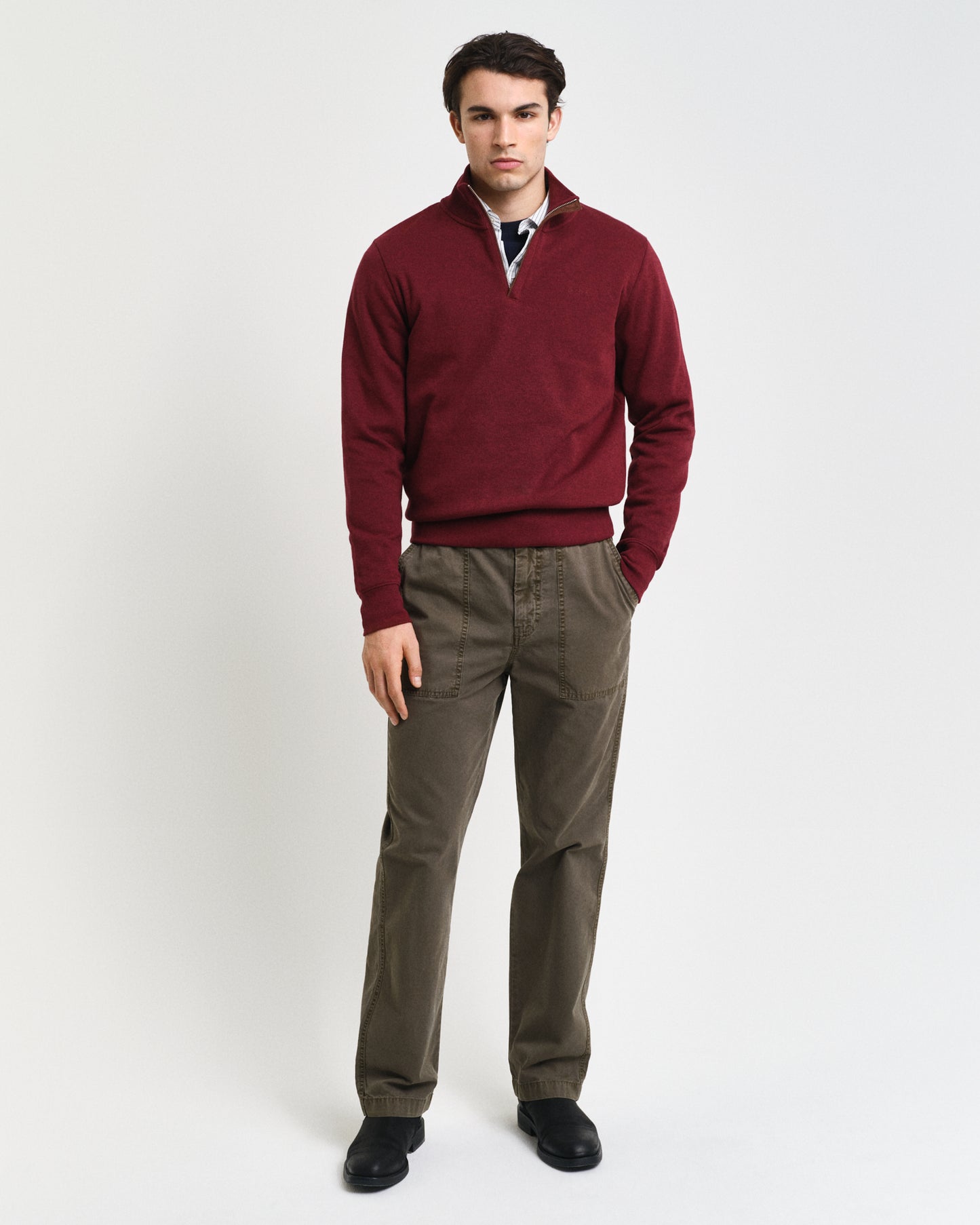 WINE RED, SACKER RIB HALF ZIP BY GANT AU.