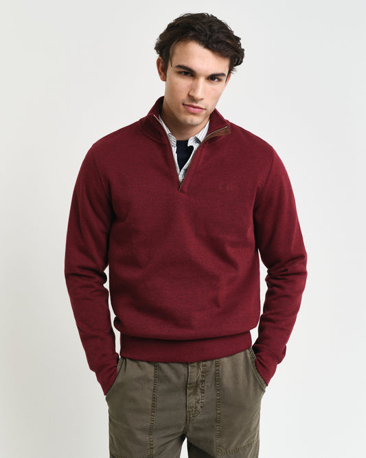 WINE RED, SACKER RIB HALF ZIP, FRONT-VIEW BY GANT AU.