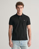 BLACK, REG SHIELD SS PIQUE POLO, FRONT-VIEW BY GANT AU.