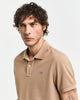 WARM KHAKI, REG SHIELD SS PIQUE POLO, CLOSE-UP BY GANT AU.