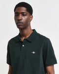 TARTAN GREEN, REG SHIELD SS PIQUE POLO, CLOSE-UP BY GANT AU.
