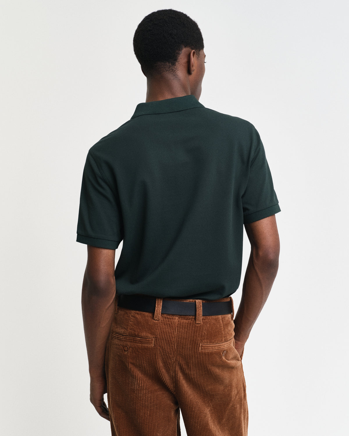 TARTAN GREEN, REG SHIELD SS PIQUE POLO, BACK-VIEW BY GANT AU.