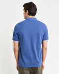 VINTAGE BLUE, REG SHIELD SS PIQUE POLO, BACK-VIEW BY GANT AU.