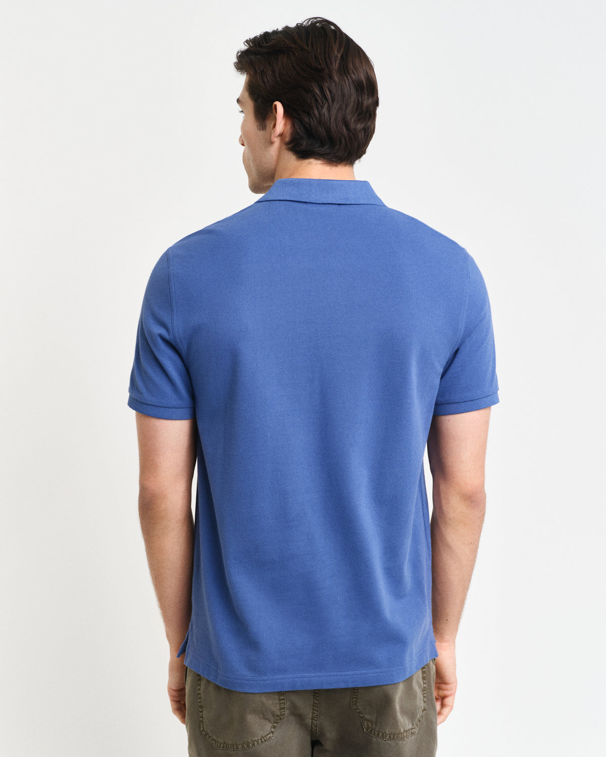 VINTAGE BLUE, REG SHIELD SS PIQUE POLO, BACK-VIEW BY GANT AU.