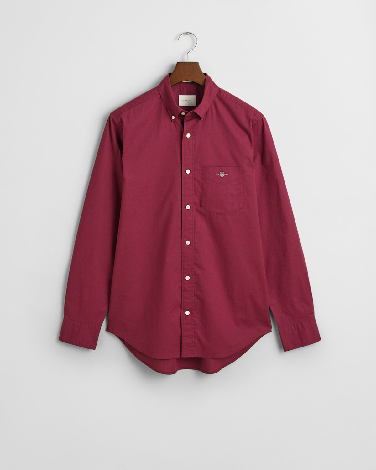 WINE RED, REG CLASSIC POPLIN SHIRT, FLAT-LAY BY GANT AU.